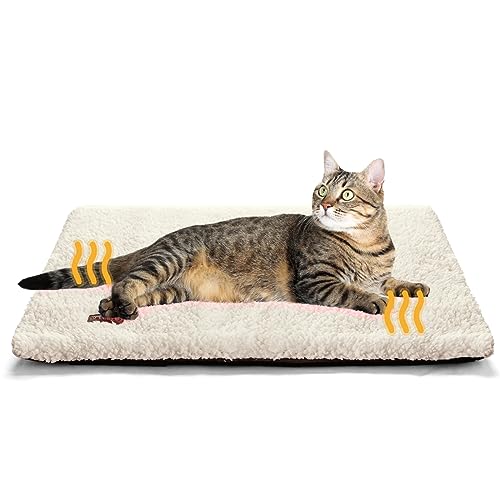 Self Warming Cat Bed Self Heating Cat Dog Mat Pad 29 x 18.9 in Extra Warm (29.1"L x 18.9"W x 1.0"Th / Beige)