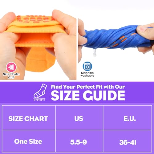 12 Pairs Grip Socks for Women & Men (5.5-9 / Square Pattern/Multicolor(12 Pairs))