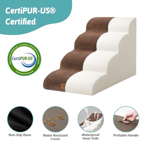 Wide Dog Stairs for Small Dog 19.7" H (Brown / Wide:17.7"x28"x19.7")