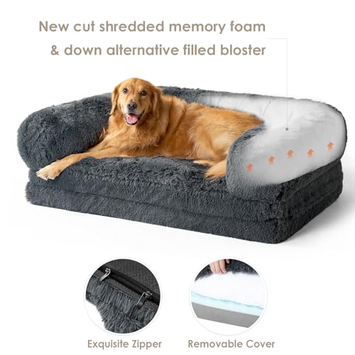 Orthopedic Foldable Human Dog Bed (72x44x11(Folded 44x36) / Dark Grey)