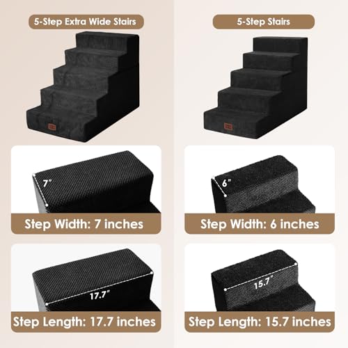 Dog Stairs for High Bed 25" H (Black / Extra Wide 17.7" x 35" x 25")