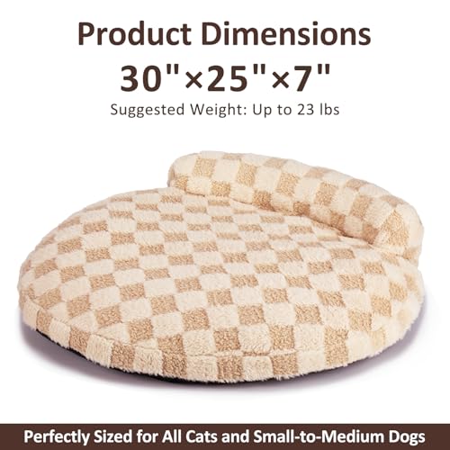 Orthopedic Dog Bed for Small Dogs and Cats Beige Oval 30x25x7 (Beige / 30"L x 25"W x 7"H)