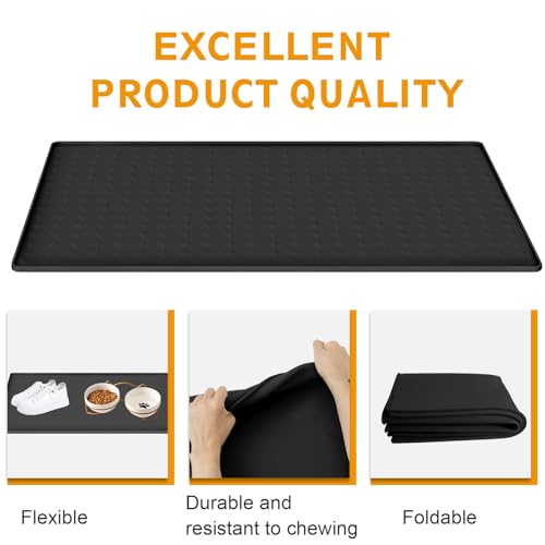 Extra Large Silicone Dog Food Mat 33.9"x21.9" (Black)