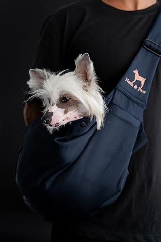 Dog Sling Carrier for Small Dogs 5 (Navy Blue / 18.0"L x 10.0"W x 6.5"H)