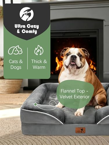 Orthopedic Dog Bed with Sides (35.0"L x 25.0"W x 6.5"Th / Grey)