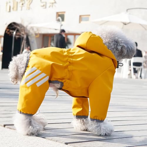 Dog Raincoat Waterproof Dog Rain Jacket with Hood (Yellow / Medium)