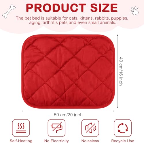 4 Pack Self Heating Cat Pad Self Warming Dog Mat Reflects Body Heat Extra Warm Thermal Pet Pad Washable Dog Cat Bed Crate Bed Mat Blanket (16 x 20 Inch / Red)
