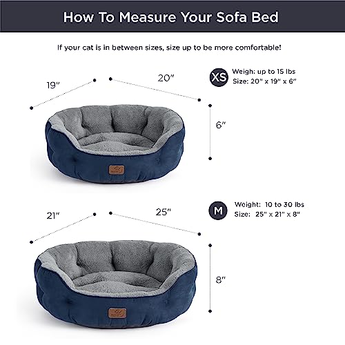 Small Dog Bed Washable (25"L x 21"W x 8"Th / Navy)