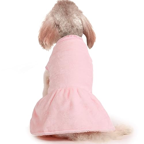 3 Pack Winter Dog Sweater Dresses XXS XS for Small Female Dogs & Cats (Pink,Violet,Rosepink / XX-Small)