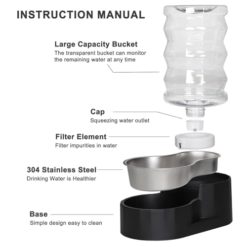 7L Dog Water Bowl Dispenser (7L / Dark Black)