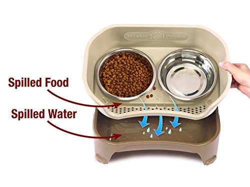 Express Mess Proof Dog Bowls Elevated for Medium to Large Sized Breed (Medium to Large w/ Standard Bowls / Cappuccino)