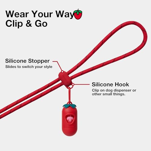 Crossbody Hands Free Dog Leash (Strawberry Red)