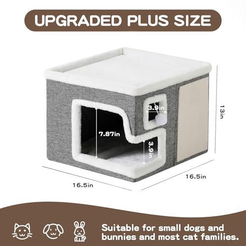 Cat Houses for Indoor Cats (Grey / Large)