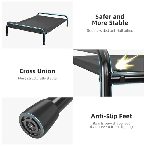 Elevated Dog Bed for Large Dogs (44.5"L x 31"W x 9.25"Th / Black)