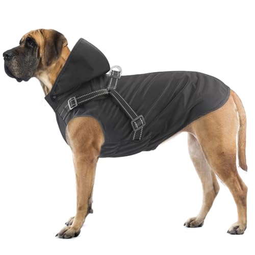 Dog Raincoat Waterproof Dog Hoodie Reflective Dog Raincoat Hooded Adjustable Rain Jacket for Small Medium Large Dogs Puppies (M / Black)