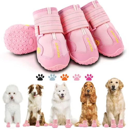 Dog Boots Dog Shoes for Large Dogs (Pink / Width 2.75 in)