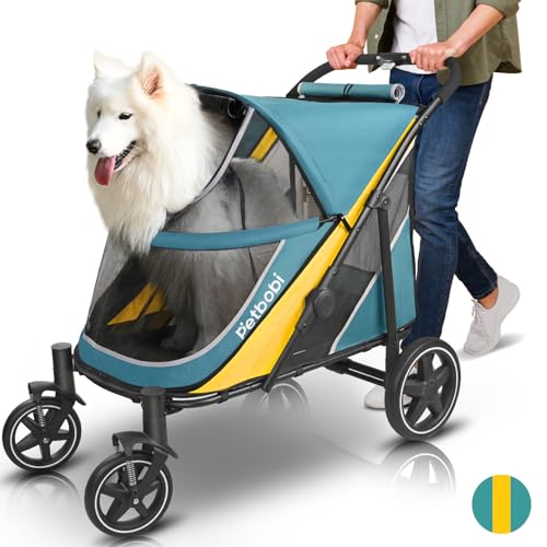 Dog Stroller for Large Medium Dogs up to 80 lbs (Green&Yellow)