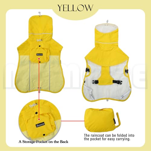 Dog Raincoat Waterproof Rain Jacket for Small Medium Large Dogs (Mineral Yellow / 2X-Large(66-88lb))
