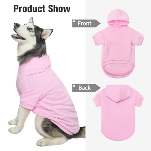 Dog Hoodie for Medium Dogs (#2 Pink(Plain) / Medium (All Breed Sizes))