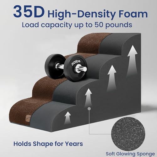 Dog Stairs for High Bed (Brown / 4-Step (28.3"D x 15.7"W x 19.7"H))