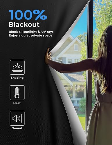 Blackout Curtains 30"x72" Portable No Drill Black Out Window Cover (Black / 72"W x 30"L (Pack of 1))