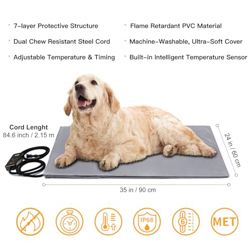 Heated Pet Mat (35.0"L x 24.0"W x 0.6"Th / Grey)