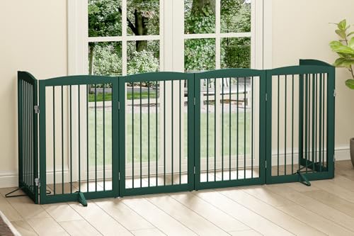 Freestanding Pet Gate for Dogs (32" Height-6 Panel / Green)