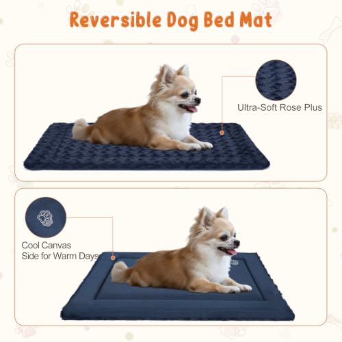 Dog Crate Pad for 36"x24" Dog Crate (Navy / L (34.2"x22.4"x1.1"))