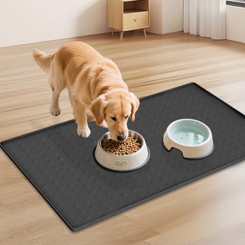Extra Large Silicone Dog Food Mat 33.9"x21.9" (Black)