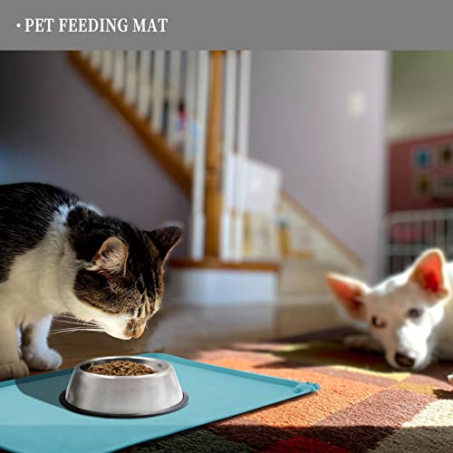 Silicone Pet Feeding Mat (Turquoise / 32" x 24")