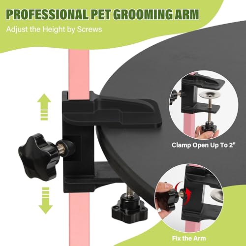 Dog Grooming Arm with Pet Grooming Hammock (Pink)