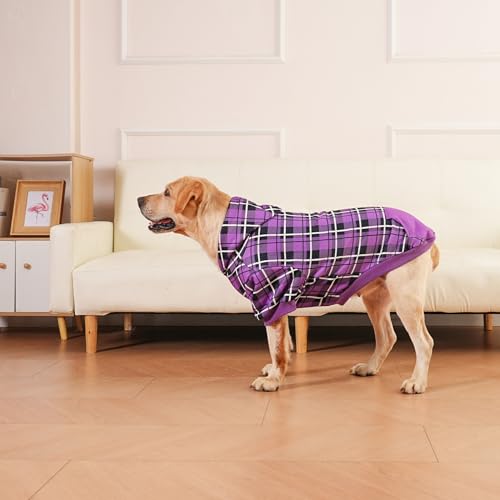 Plaid Dog Hoodie (Large / Purple)