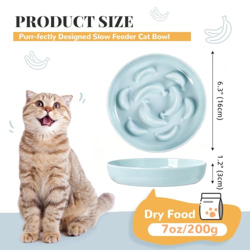 Melamine Cat Slow Feeder Bowl (White / 2"H)