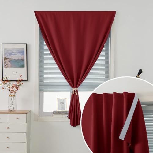 Self Adhesive Curtains (35"W x 71"L (Pack of 1) / Burgundy)