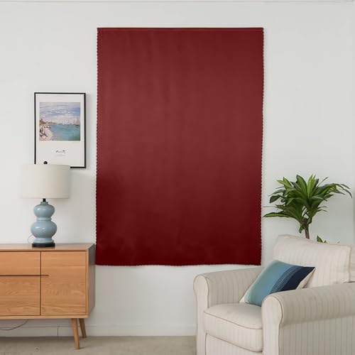 100% Blackout Shades Window Cover Self Adhesive Curtains Sticky Curtain Portable Easy Open Black Out Curtains for Bedroom Living Room No Drilling (Burgundy/ Thickened / 59"W x 72"L (Pack of 1))
