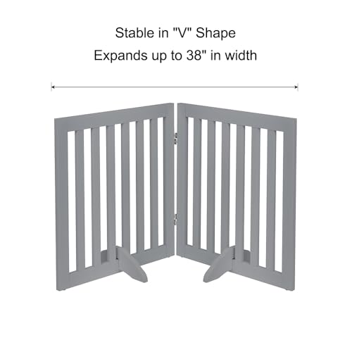 24”H Free Standing Pet Gate for Dog Cat (Gray / 40"W×24"H)