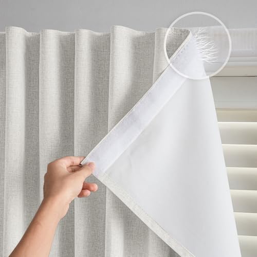 No Drill Blackout Curtains (Light Beige / 25"W x 72"H)