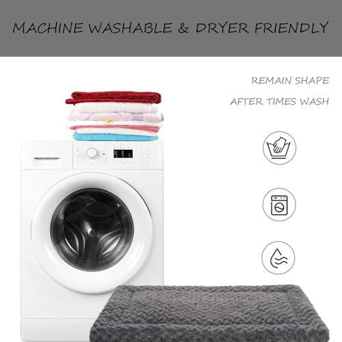 Washable Dog Bed Mat Large Size Fluffy Pet Crate Pad 42x28 XL (Grey / 42.00" x 28.00" x 1.50")