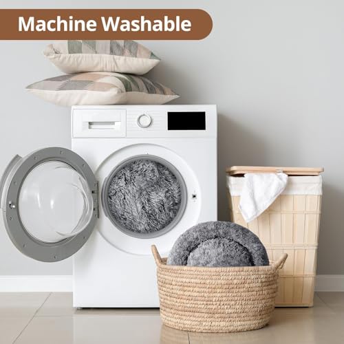 Calming Dog Bed Medium Size Dog (Dark Grey / 27.0"L x 27.0"W x 8.0"Th)