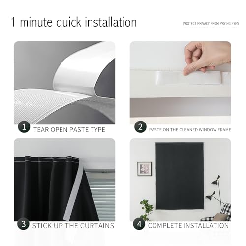 Adhesive Blackout Curtains (47"W x 79"L (Pack of 1) / Black)