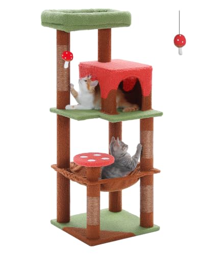 45.7" Mushroom Cat Tree with Metal Hammock (Brown / 45.7in)