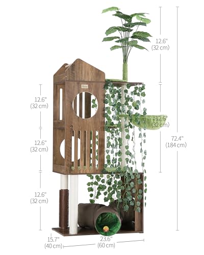 Large Cat Tree with Leaves (Greige)
