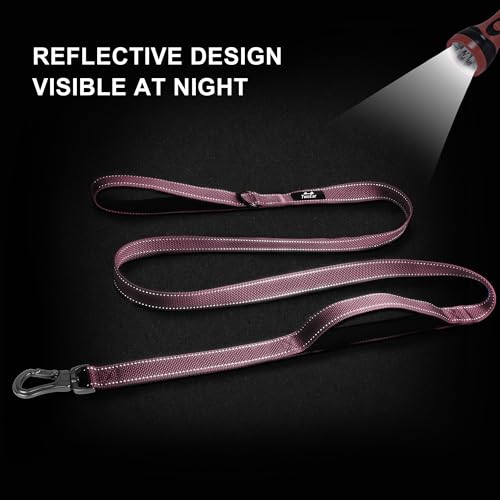 5FT 1IN Heavy Duty Dog Leash for Large Dogs with 2 Padded Handles (Pink / 1 in x 5 ft)