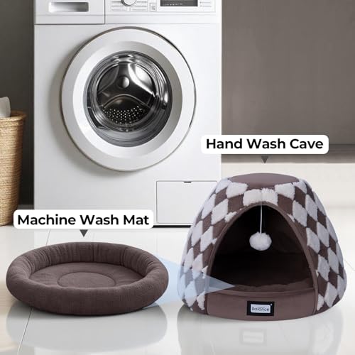 Cat Beds for Indoor Cats (19"L x 19"W x 16"Th / Dark Brown)