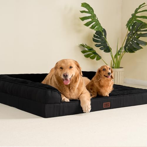 Large Dog Bed Memory Foam for Crate (Black / 35.0"L x 22.0"W x 6"Th)