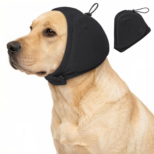 Upgraded Dog Ear Muffs No Shake Ear Wrap for Hematoma with SoundProof Pads (Grey / Large(Head Circle:18"-24"))