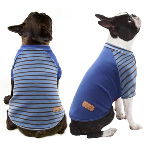 2Pack Dog Sweater with Sleeves Fleece Shirt for Medium Dogs (X-Large (30-50lbs) / 02# Blue+Stripe)