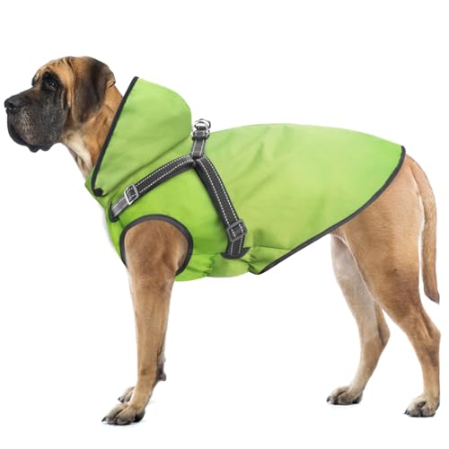 Dog Raincoat Waterproof Dog Hoodie Reflective Dog Raincoat Hooded Adjustable Rain Jacket for Small Medium Large Dogs Puppies (M / Green)
