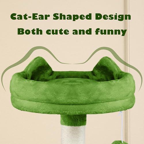 62.5inches Cat Tree Cat Tower Kitten Condo with Platform & Hammock (62.5in / Green)