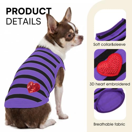 Dog Striped Shirts for Large Dogs (Violet-Vest / X-Large)